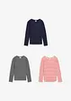 Lot de 3 T-shirts manches longues 100% coton, bonprix
