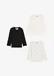 Lot de 3 T-shirts manches longues 100% coton, bonprix