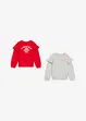 Lot de 2 sweats doux en coton mélangé, bonprix