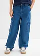 Loose Fit Cargo-Jeans mit verstellbarem Bund, Straight, bonprix