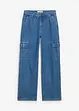 Loose Fit Cargo-Jeans mit verstellbarem Bund, Straight, bonprix