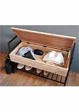 Garderobenbank verfügt über Klappe mit Stauraum darunter und einer