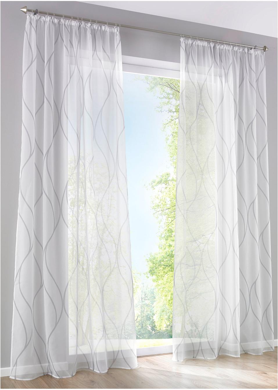 Transparente gardine mit modernem Druck. - weiss grau ...