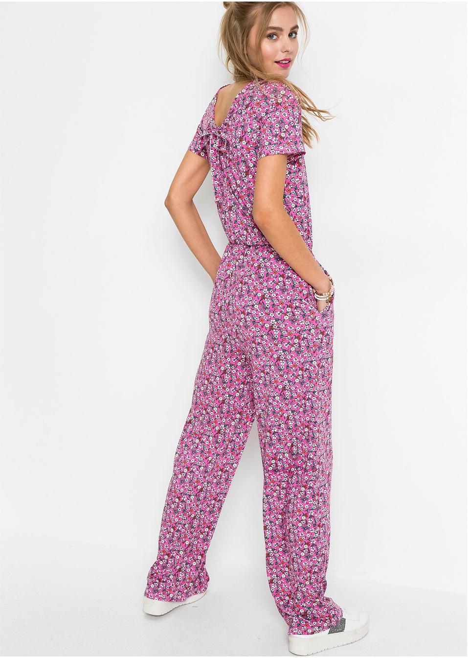 Jumpsuit hellfuchsia geblümt Damen RAINBOW bonprix.ch