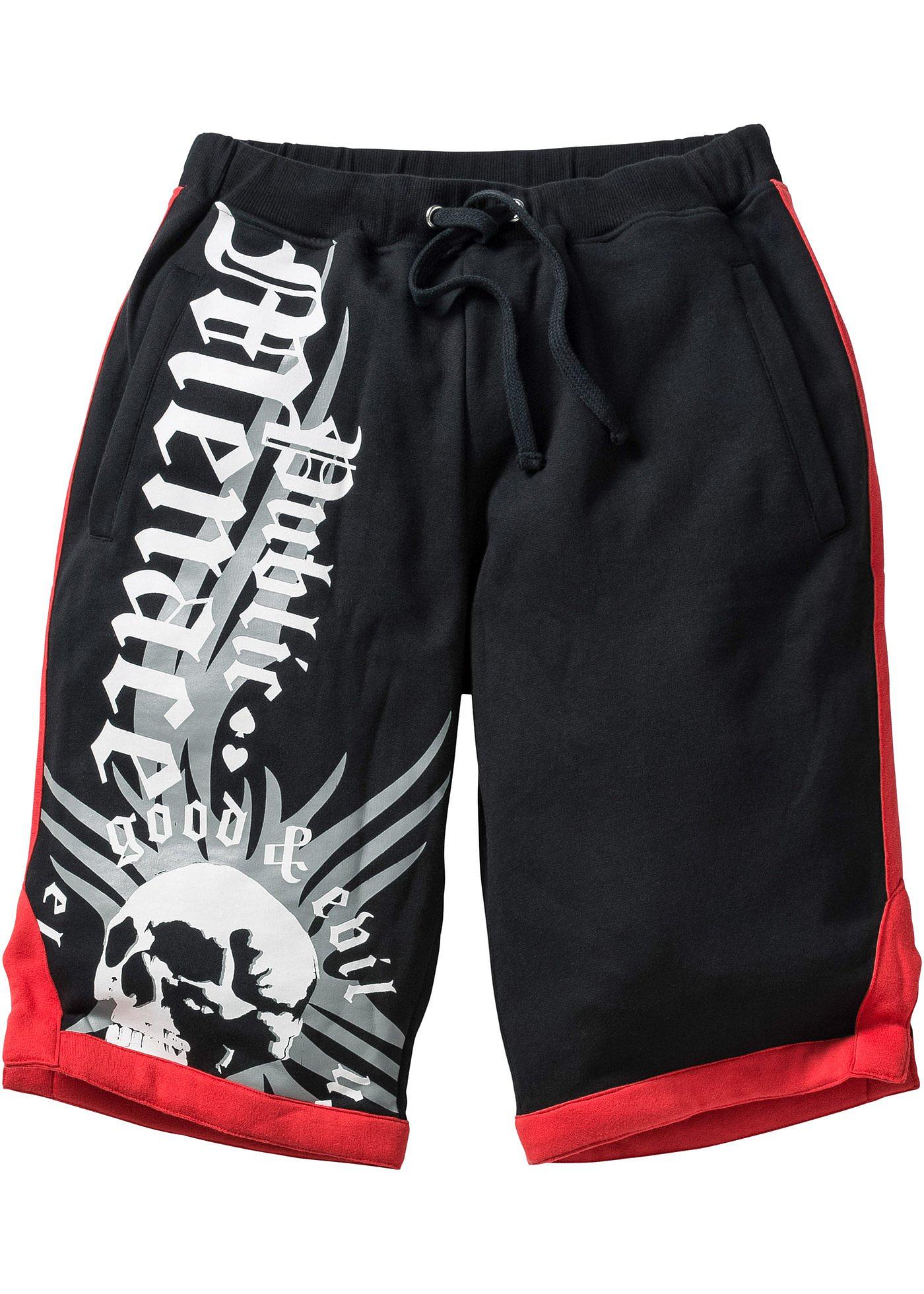 Sweatbermuda Slim Fit mit Totenkopfdruck