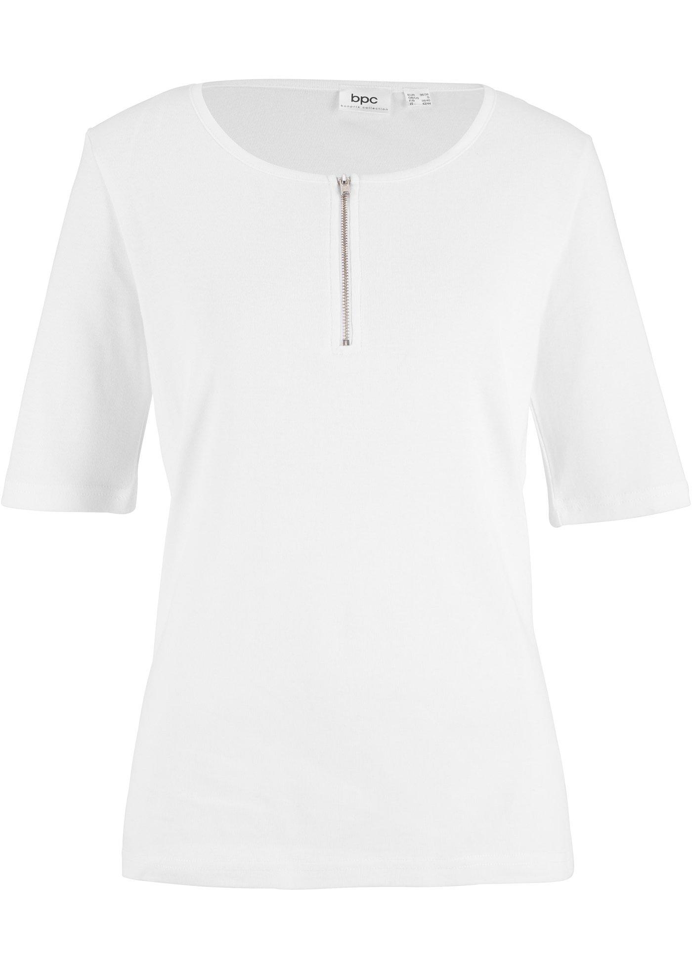 Halbarmshirt aus reiner Baumwolle mit Reißverschluss