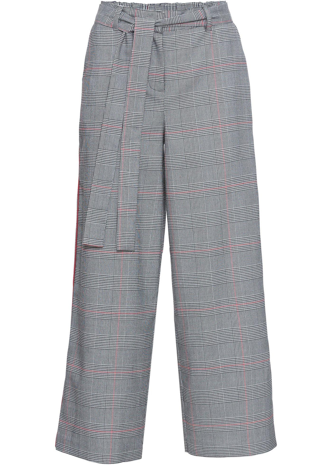Glencheck-Hose mit roten Streifen