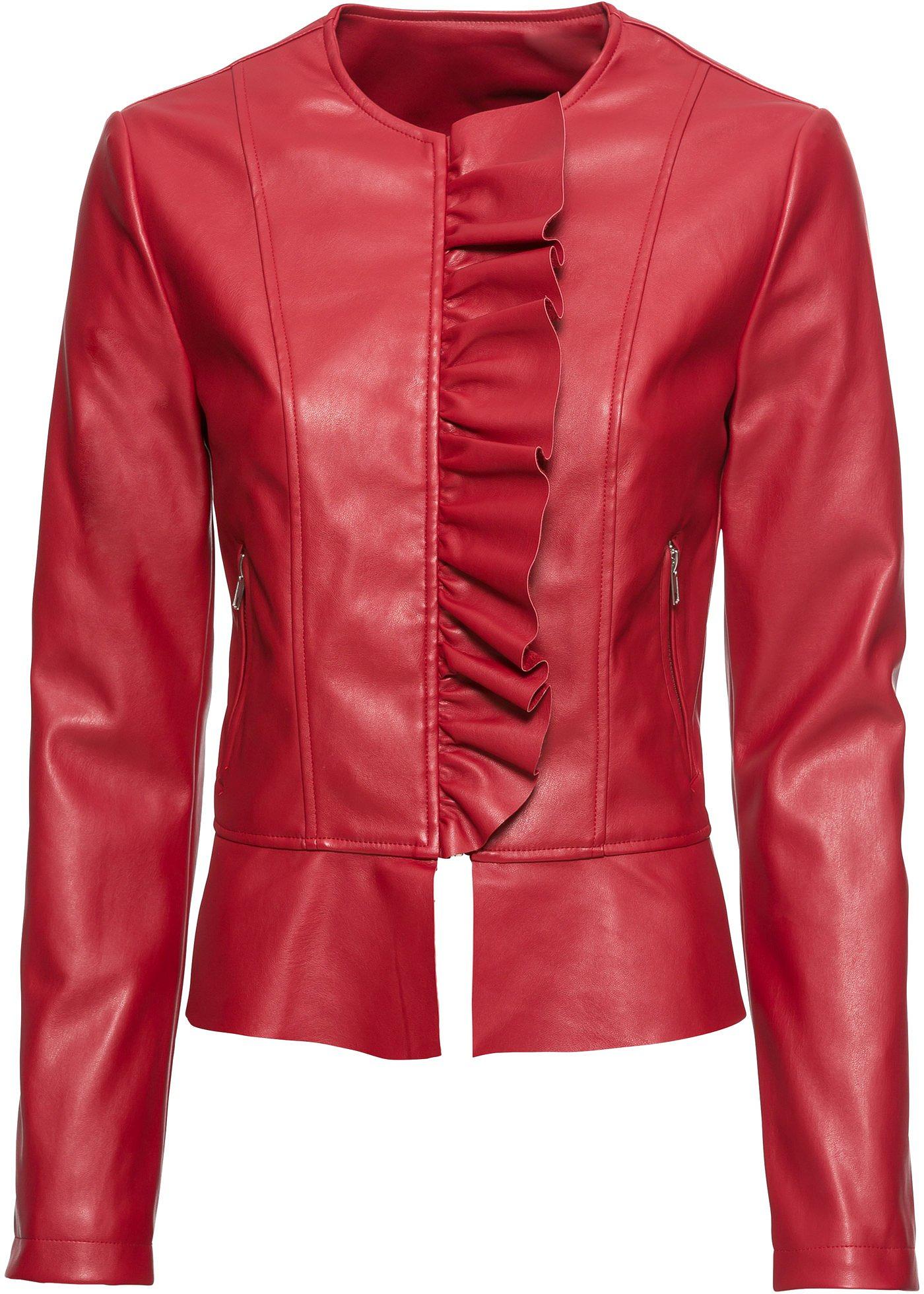 Lederimitat-Jacke mit Volant